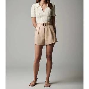 NEW HEVRON daisy knit polo in ivory wheat stripe
